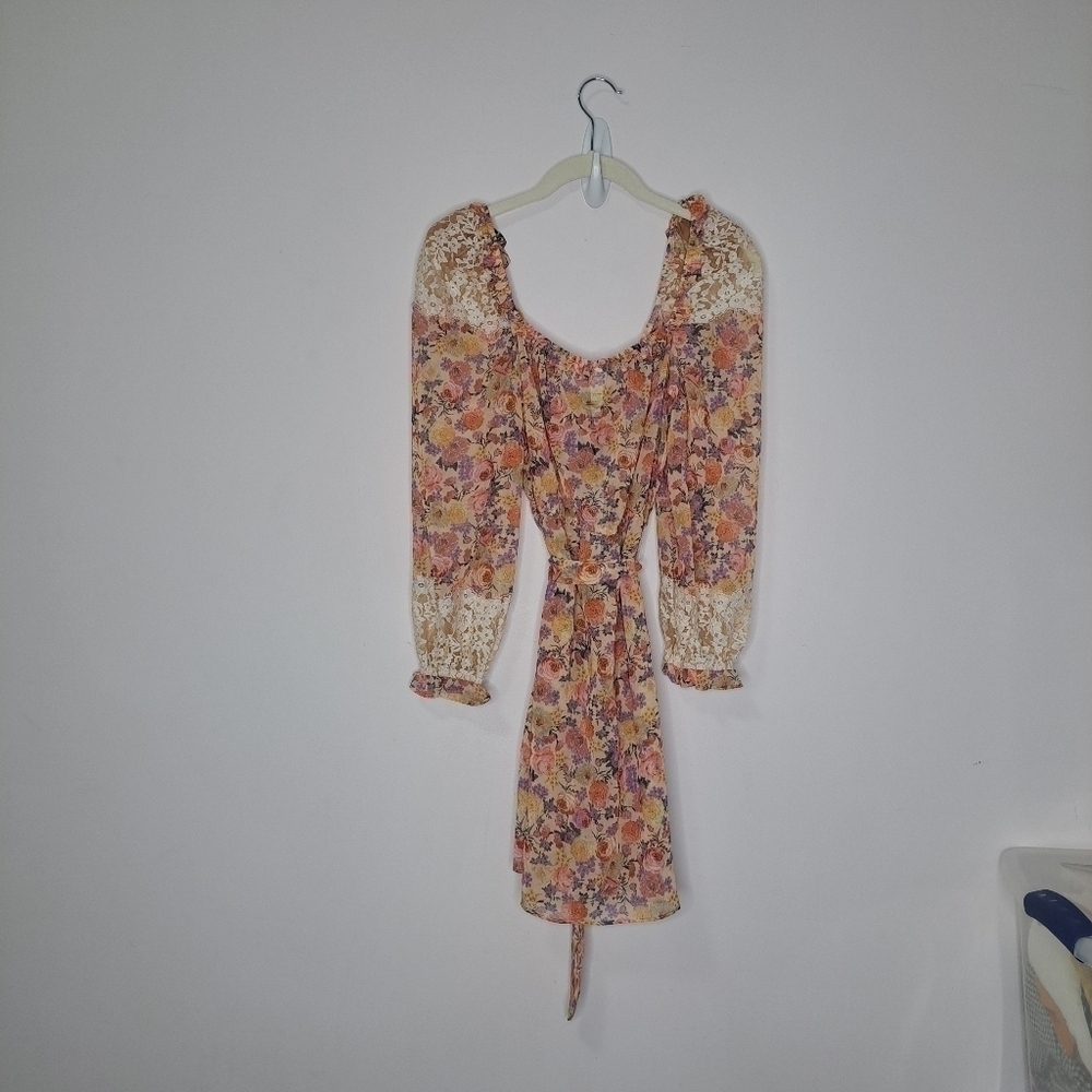 For Love and Lemons Gardenia floral robe dress pink small NWT - Picture 6 of 11